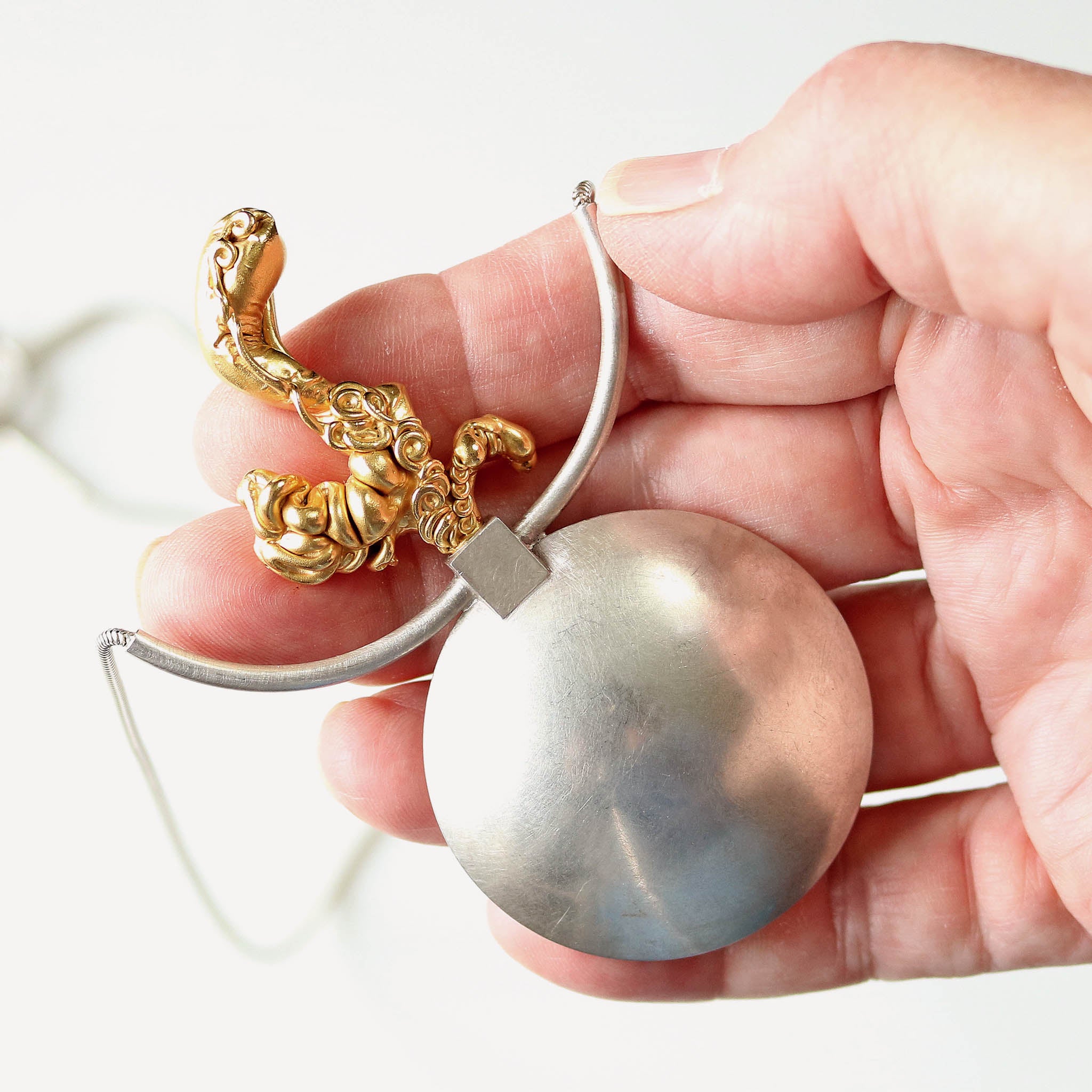 Perfume Pendant in Sterling Silver and Plated Bronze